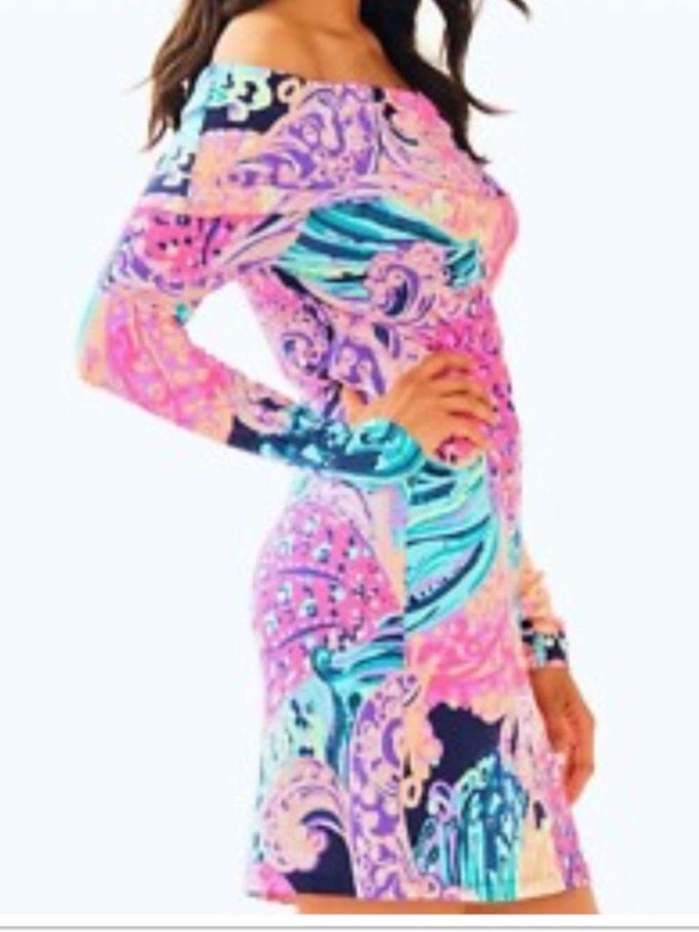 NEW Lilly Pulitzer Trisha All That She Wants Off Shoulder Tunic Jersey
Dress